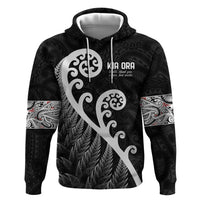 Kia Ora Maori Language Zip Hoodie Te Reo Maori Koru Fern Art LT9 Pullover Hoodie Black - Polynesian Pride