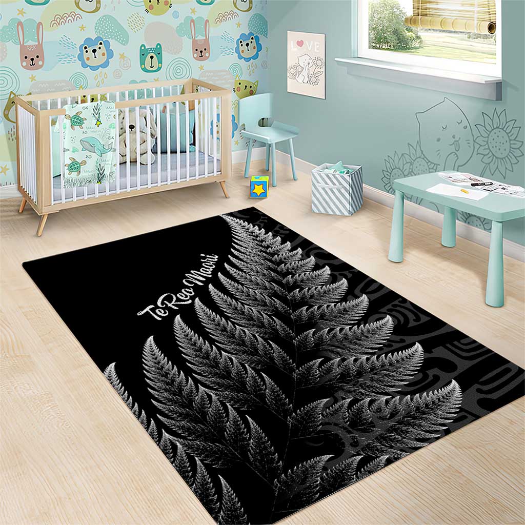 New Zealand Te Reo Māori Area Rug Simple Black Fern