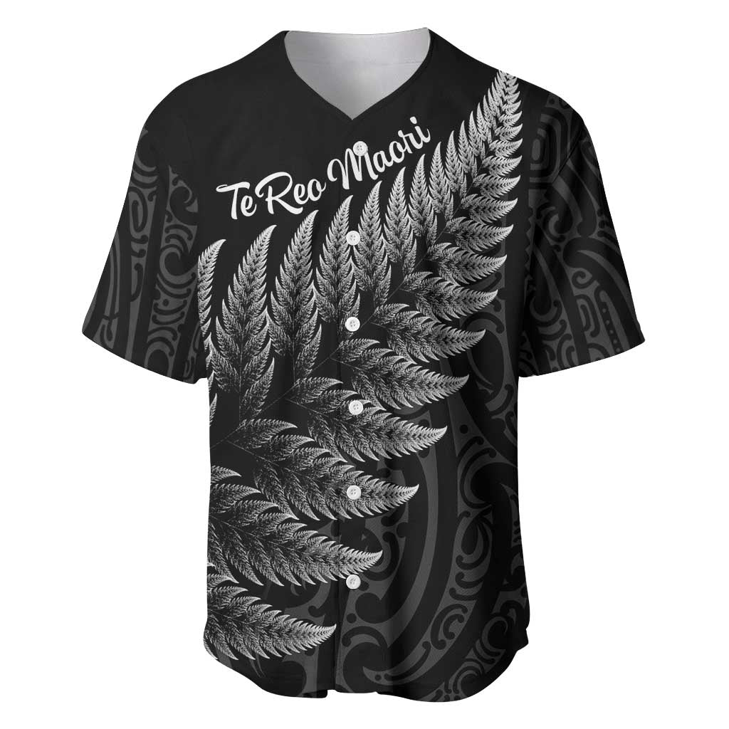 New Zealand Te Reo Mori Baseball Jersey Simple Black Fern LT9 Black - Polynesian Pride