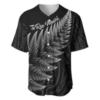 New Zealand Te Reo Mori Baseball Jersey Simple Black Fern LT9 Black - Polynesian Pride