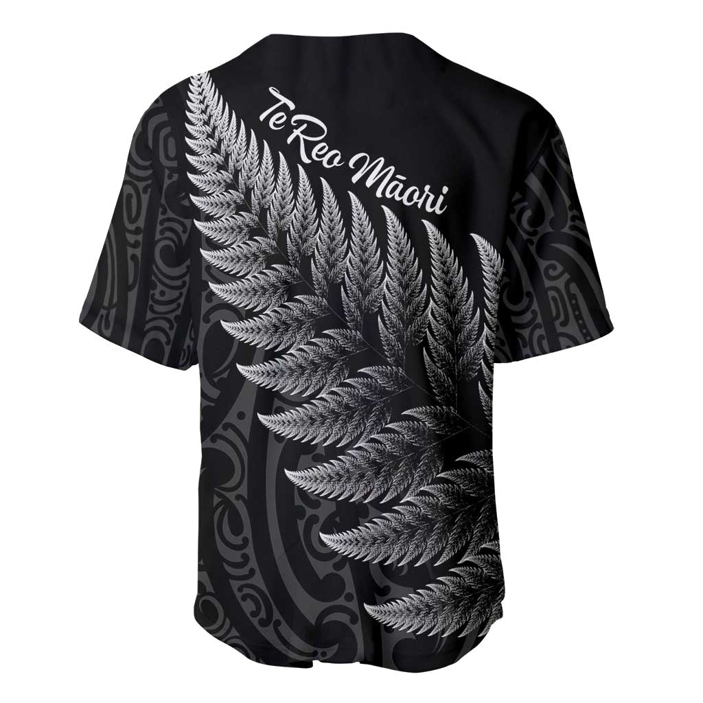 New Zealand Te Reo Mori Baseball Jersey Simple Black Fern LT9 - Polynesian Pride