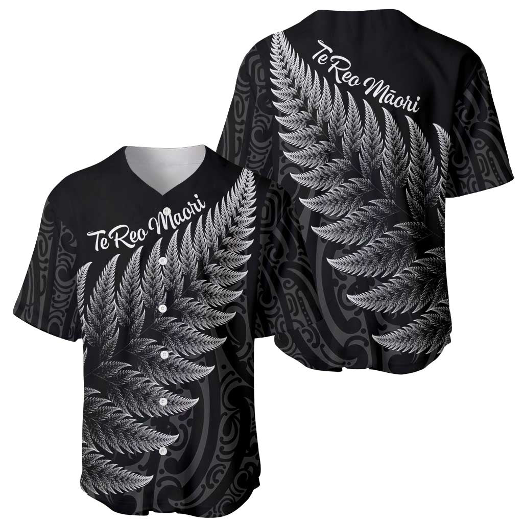 New Zealand Te Reo Mori Baseball Jersey Simple Black Fern LT9 - Polynesian Pride