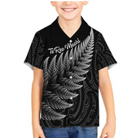 New Zealand Te Reo Māori Family Matching Mermaid Dress and Hawaiian Shirt Simple Black Fern