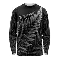 New Zealand Te Reo Mori Long Sleeve Shirt Simple Black Fern LT9 Unisex Black - Polynesian Pride