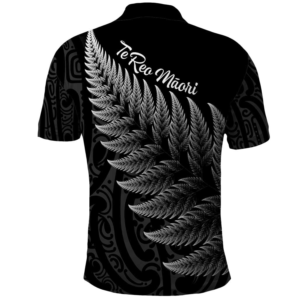 New Zealand Te Reo Māori Polo Shirt Simple Black Fern