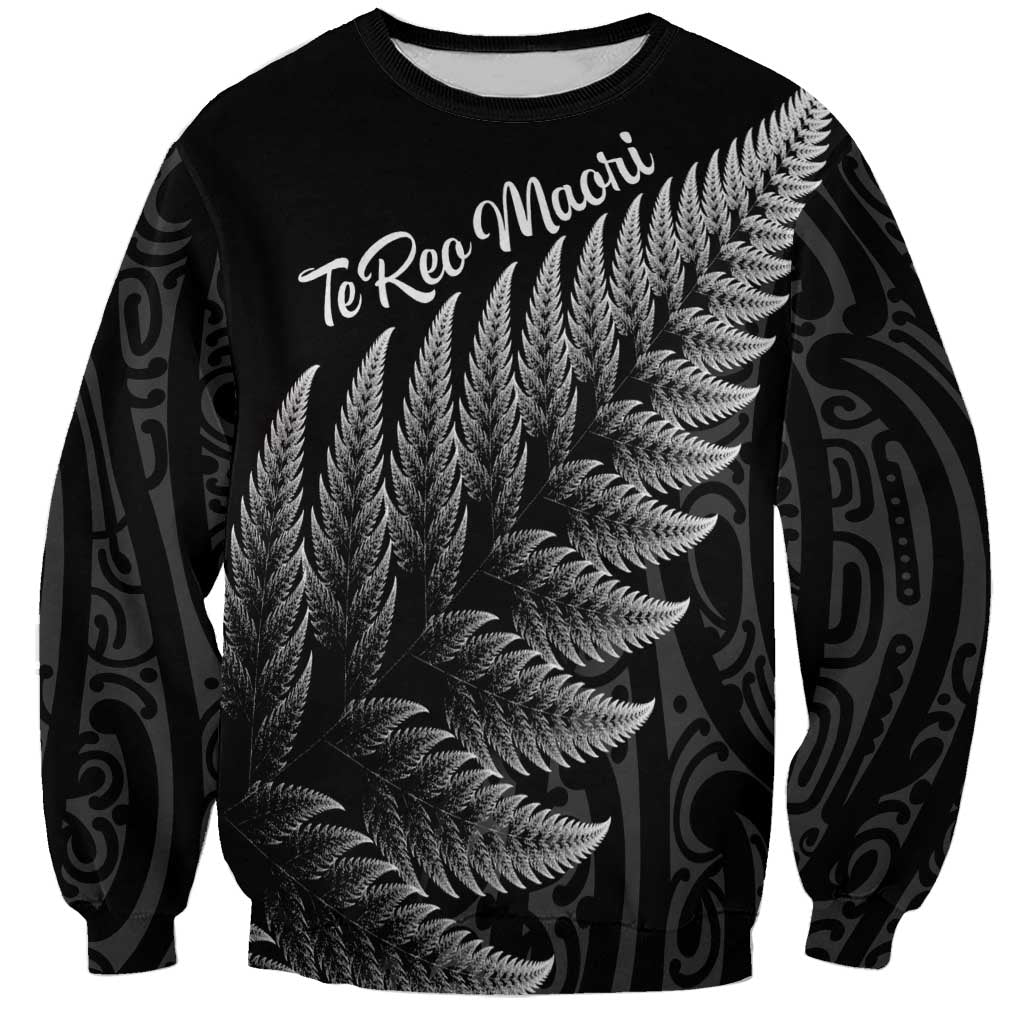New Zealand Te Reo Māori Sweatshirt Simple Black Fern