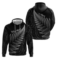 New Zealand Te Reo Mori Zip Hoodie Simple Black Fern LT9 - Polynesian Pride