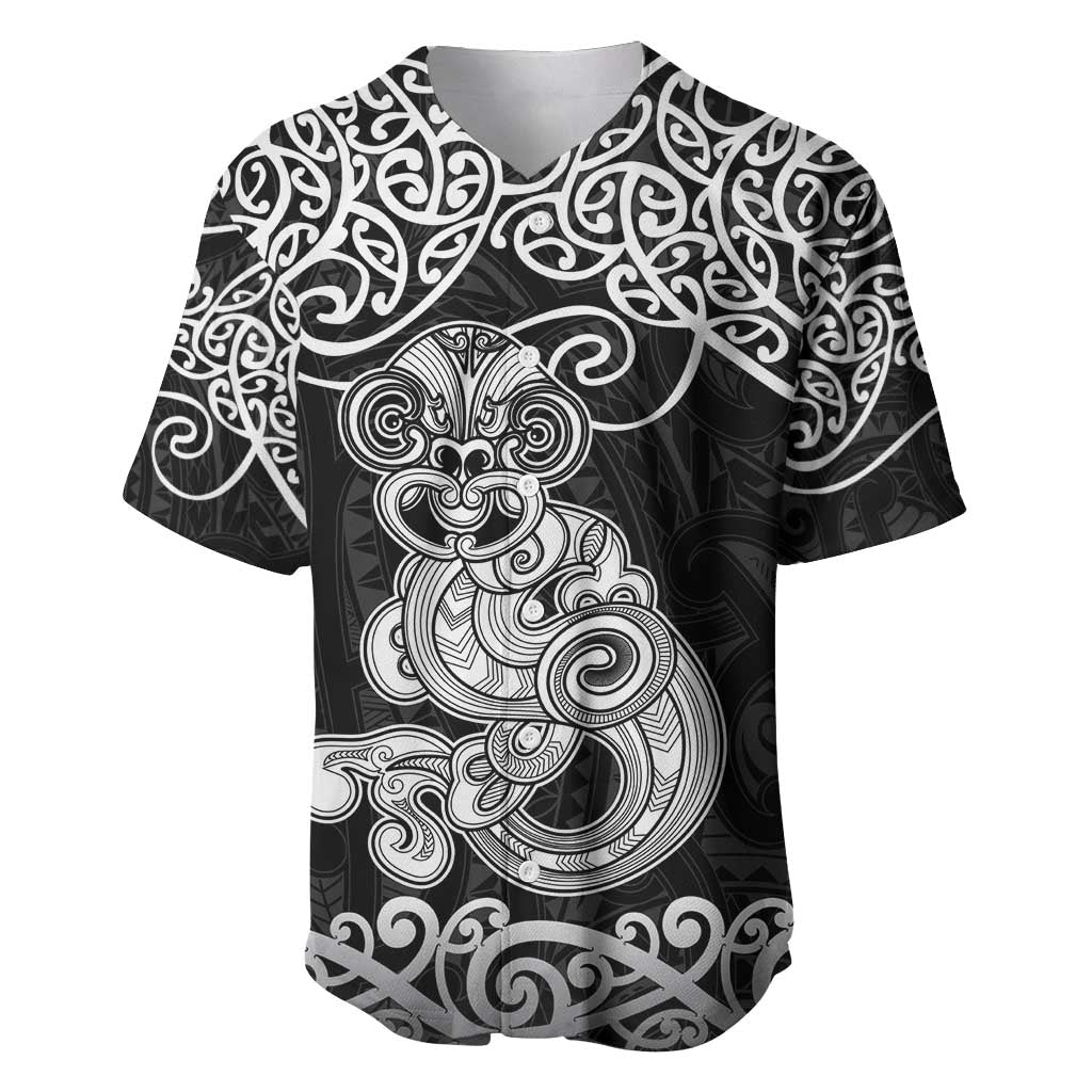 Te Reo Maori Tiki Inspired Art Baseball Jersey LT9 Black - Polynesian Pride