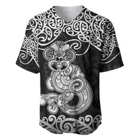 Te Reo Maori Tiki Inspired Art Baseball Jersey LT9 Black - Polynesian Pride