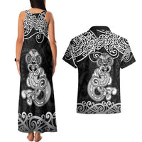 Te Reo Maori Tiki Inspired Art Couples Matching Tank Maxi Dress and Hawaiian Shirt