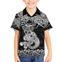 Te Reo Maori Tiki Inspired Art Family Matching Short Sleeve Bodycon Dress and Hawaiian Shirt