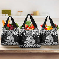 Te Reo Maori Tiki Inspired Art Grocery Bag LT9 3-pack One Size Black - Polynesian Pride
