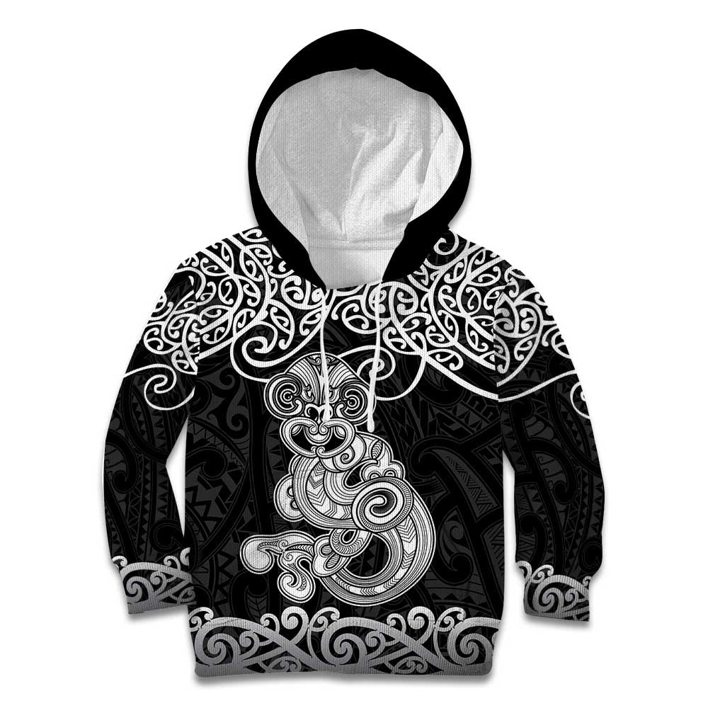 Te Reo Maori Tiki Inspired Art Kid Hoodie LT9 Hoodie Black - Polynesian Pride