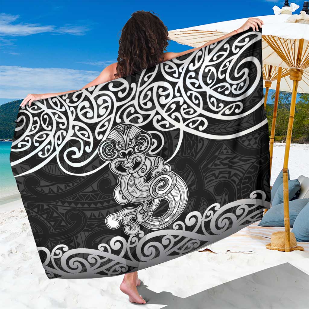 Te Reo Maori Tiki Inspired Art Sarong LT9 One Size 44 x 66 inches Black - Polynesian Pride