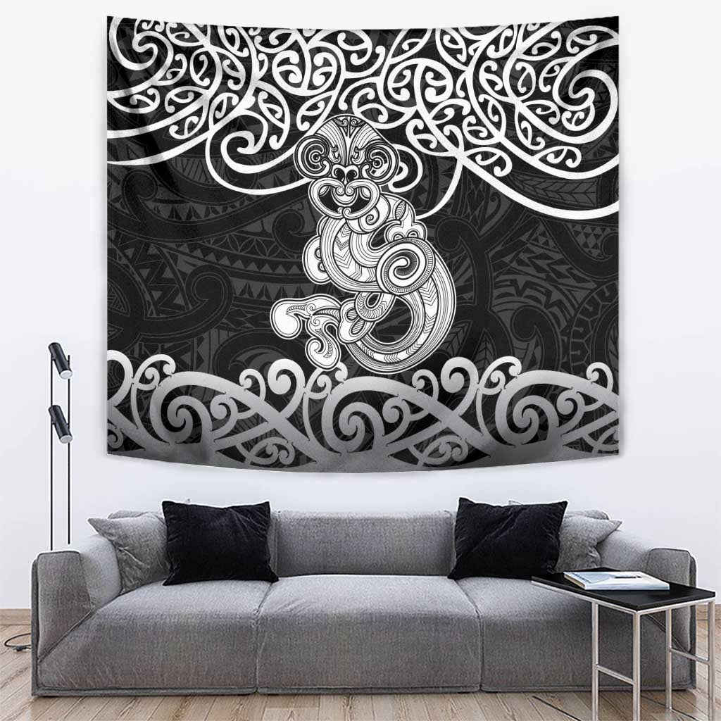 Te Reo Maori Tiki Inspired Art Tapestry LT9 Black - Polynesian Pride