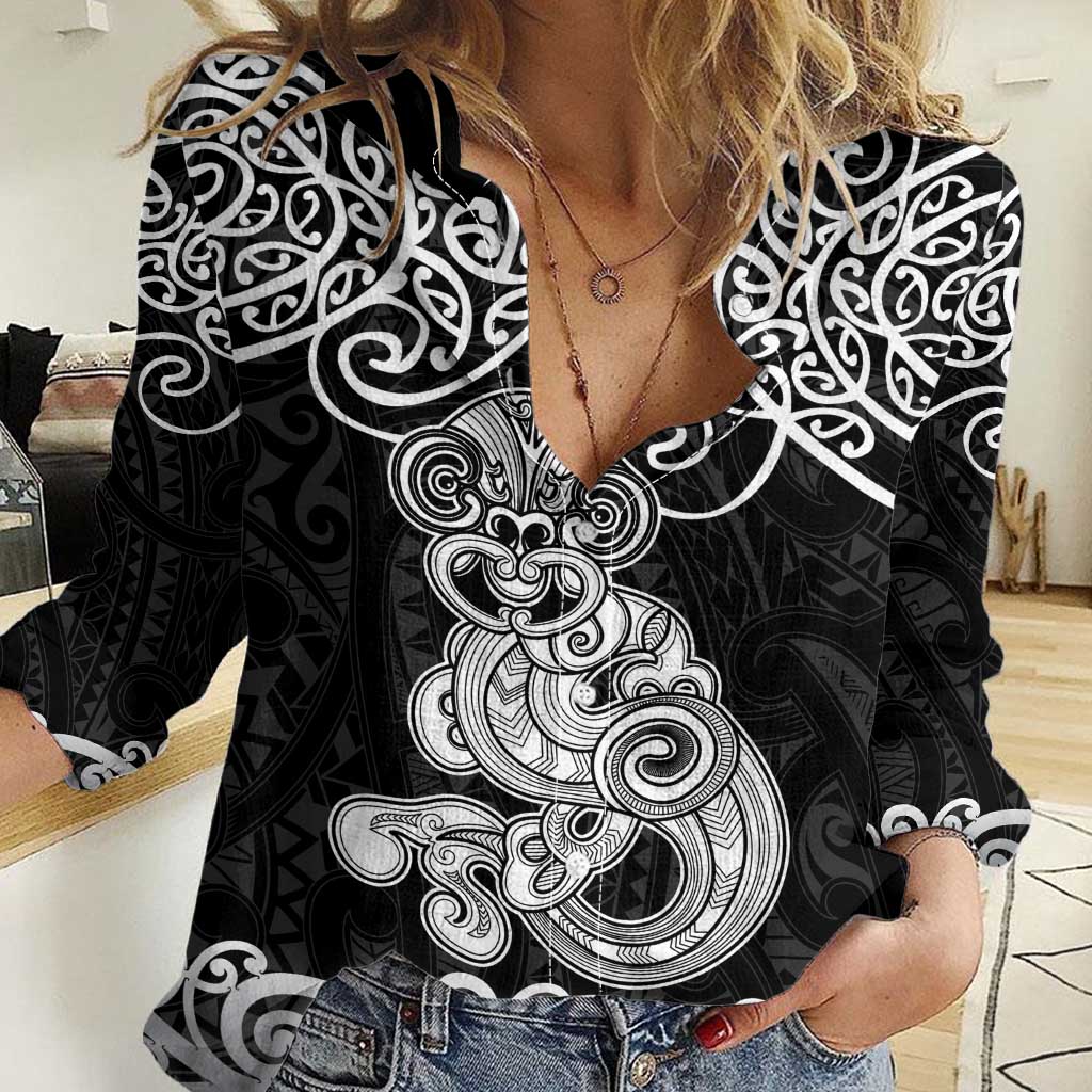 Te Reo Maori Tiki Inspired Art Women Casual Shirt