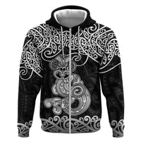Te Reo Maori Tiki Inspired Art Zip Hoodie LT9 Zip Hoodie Black - Polynesian Pride
