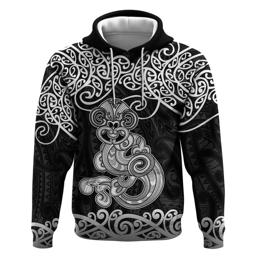 Te Reo Maori Tiki Inspired Art Zip Hoodie LT9 Pullover Hoodie Black - Polynesian Pride