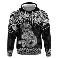 Te Reo Maori Tiki Inspired Art Zip Hoodie LT9 Pullover Hoodie Black - Polynesian Pride