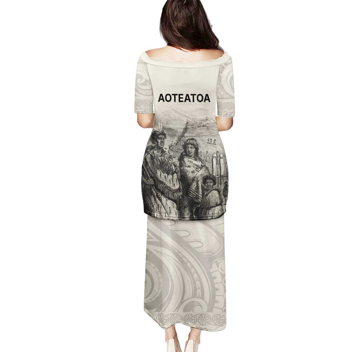 Whanau Maori Language Family Matching Puletasi and Hawaiian Shirt Te Reo Maori Inspired Art