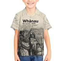 Whanau Maori Language Family Matching Summer Maxi Dress and Hawaiian Shirt Te Reo Maori Inspired Art LT9 Son's Shirt Nude - Polynesian Pride