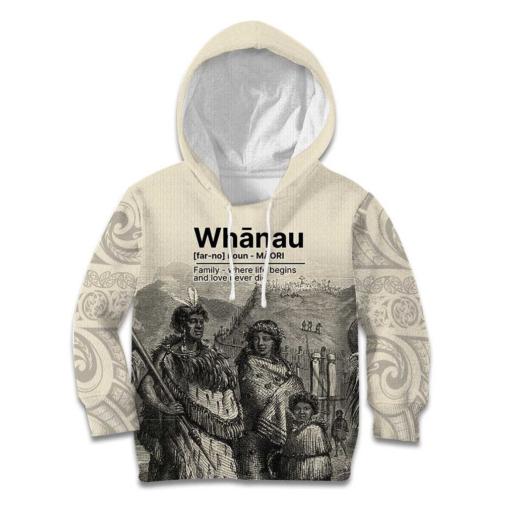 Whanau Maori Language Kid Hoodie Te Reo Maori Inspired Art LT9 Hoodie Nude - Polynesian Pride