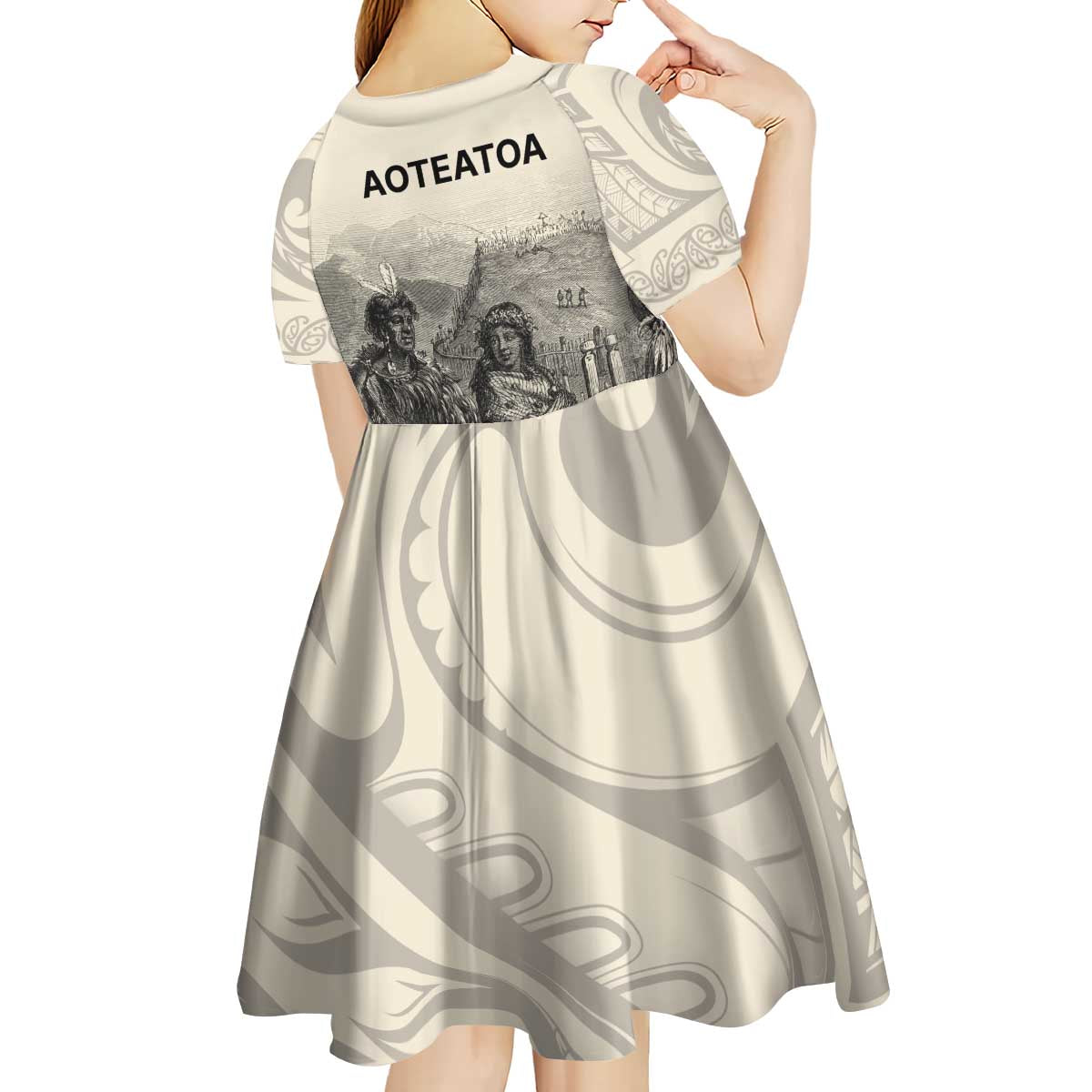 Whanau Maori Language Kid Short Sleeve Dress Te Reo Maori Inspired Art