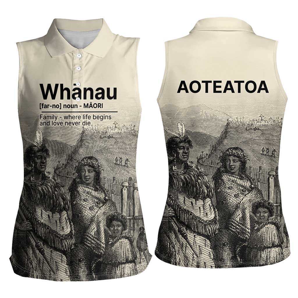 Whanau Maori Language Women Sleeveless Polo Shirt Te Reo Maori Inspired Art
