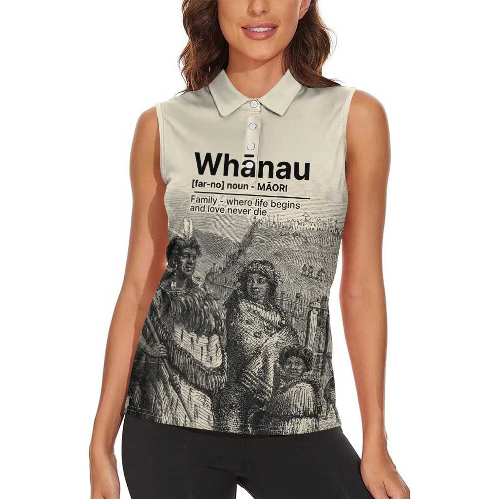 Whanau Maori Language Women Sleeveless Polo Shirt Te Reo Maori Inspired Art