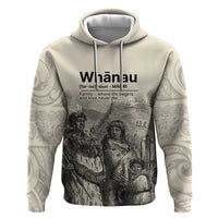 Whanau Maori Language Zip Hoodie Te Reo Maori Inspired Art LT9 Pullover Hoodie Nude - Polynesian Pride