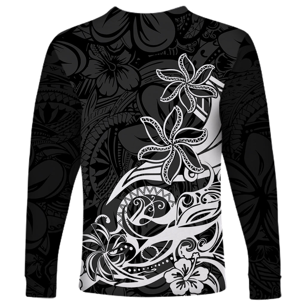 Polynesian Sunset Plumeria Long Sleeve Shirt Pacific Island Tribal Black Style LT9 - Polynesian Pride