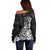 Polynesian Sunset Plumeria Off Shoulder Sweater Pacific Island Tribal Black Style LT9 - Polynesian Pride