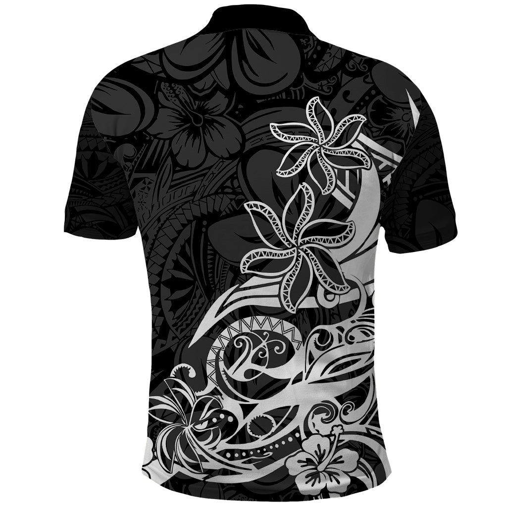 Polynesian Sunset Plumeria Polo Shirt Pacific Island Tribal Black Style LT9 - Polynesian Pride