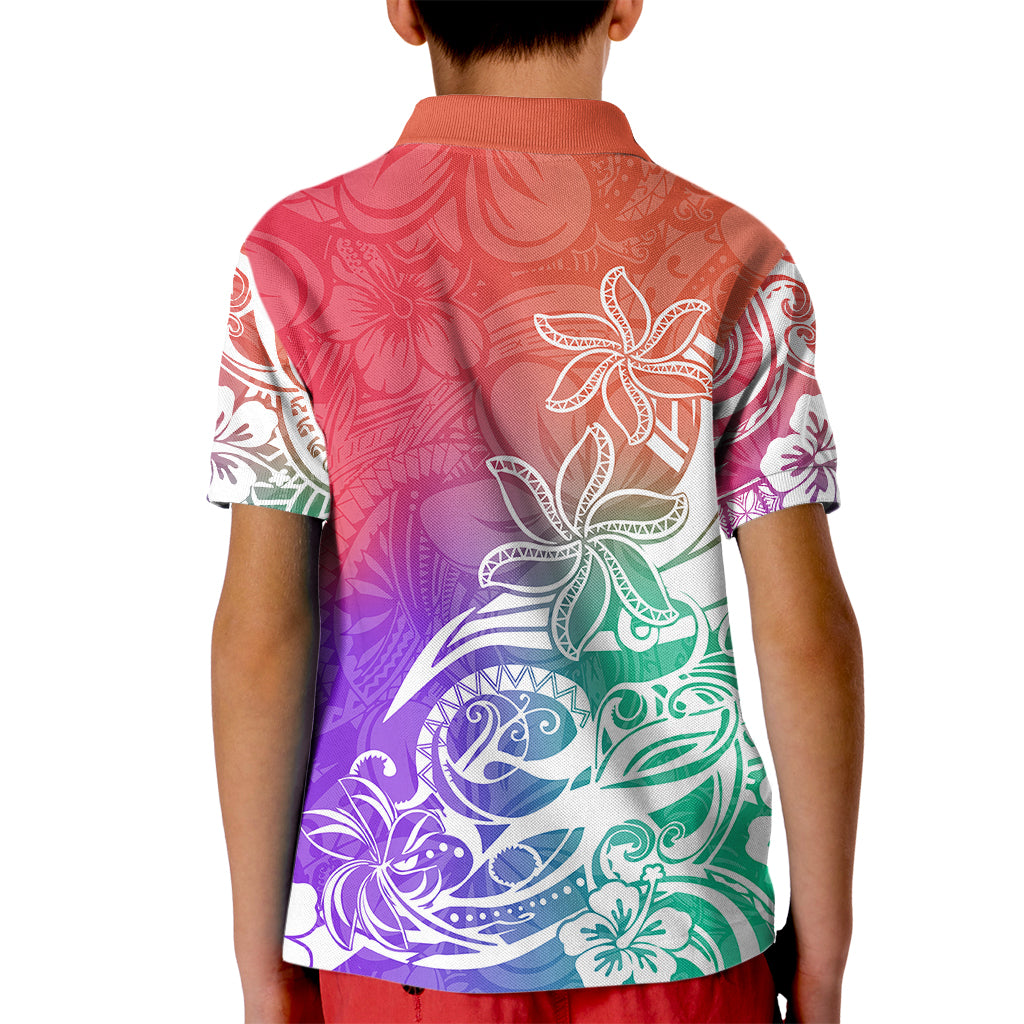 Polynesian Sunset Plumeria Kid Polo Shirt Pacific Island Tribal Blossom Style LT9 - Polynesian Pride
