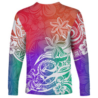 Polynesian Sunset Plumeria Long Sleeve Shirt Pacific Island Tribal Blossom Style LT9 - Polynesian Pride