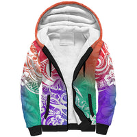 Polynesian Sunset Plumeria Sherpa Hoodie Pacific Island Tribal Blossom Style LT9 Unisex Blossom - Polynesian Pride