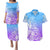 Polynesian Sunset Plumeria Couples Matching Puletasi Dress and Hawaiian Shirt Pacific Island Tribal Blue Style LT9 Blue - Polynesian Pride