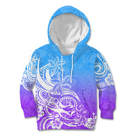 Polynesian Sunset Plumeria Kid Hoodie Pacific Island Tribal Blue Style LT9 Hoodie Blue - Polynesian Pride