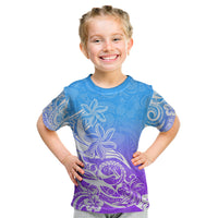 Polynesian Sunset Plumeria Kid T Shirt Pacific Island Tribal Blue Style LT9 Blue - Polynesian Pride