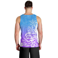 Polynesian Sunset Plumeria Men Tank Top Pacific Island Tribal Blue Style LT9 - Polynesian Pride