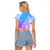 Polynesian Sunset Plumeria Raglan Cropped T Shirt Pacific Island Tribal Blue Style LT9 - Polynesian Pride