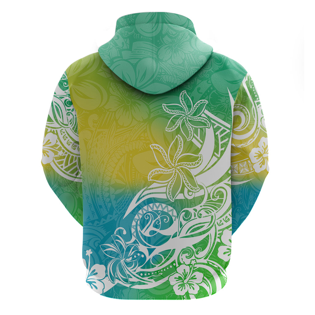 Polynesian Sunset Plumeria Hoodie Pacific Island Tribal Green Style LT9 - Polynesian Pride