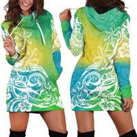 Polynesian Sunset Plumeria Hoodie Dress Pacific Island Tribal Green Style LT9 - Polynesian Pride