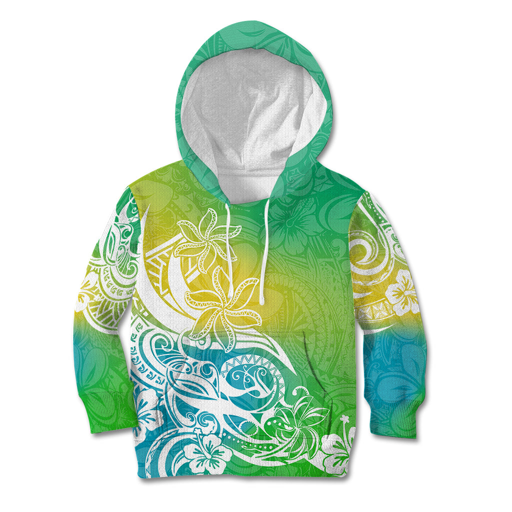 Polynesian Sunset Plumeria Kid Hoodie Pacific Island Tribal Green Style LT9 Hoodie Green - Polynesian Pride