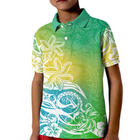 Polynesian Sunset Plumeria Kid Polo Shirt Pacific Island Tribal Green Style LT9 Kid Green - Polynesian Pride