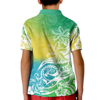 Polynesian Sunset Plumeria Kid Polo Shirt Pacific Island Tribal Green Style LT9 - Polynesian Pride