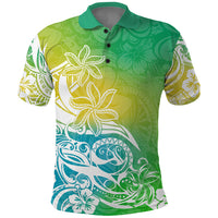 Polynesian Sunset Plumeria Polo Shirt Pacific Island Tribal Green Style LT9 Green - Polynesian Pride