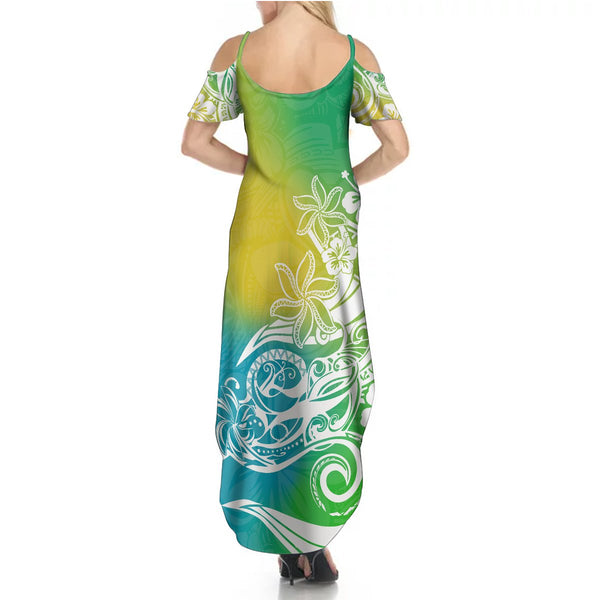 Hawaii Summer Maxi Dress Lanai Islands Polynesian Sunset Plumeria Pink Vibe LT9