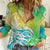 Polynesian Sunset Plumeria Women Casual Shirt Pacific Island Tribal Green Style LT9 Female Green - Polynesian Pride