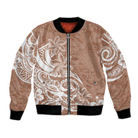 Polynesian Sunset Plumeria Bomber Jacket Pacific Island Tribal Nude Style LT9 Unisex Nude - Polynesian Pride